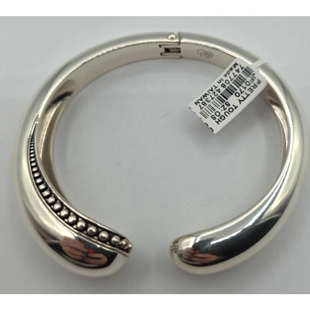 Brighton Silver Plated Pretty Tough Droplet Hinged Bangle Bracelet Jewelry New - Picture 3 of 5